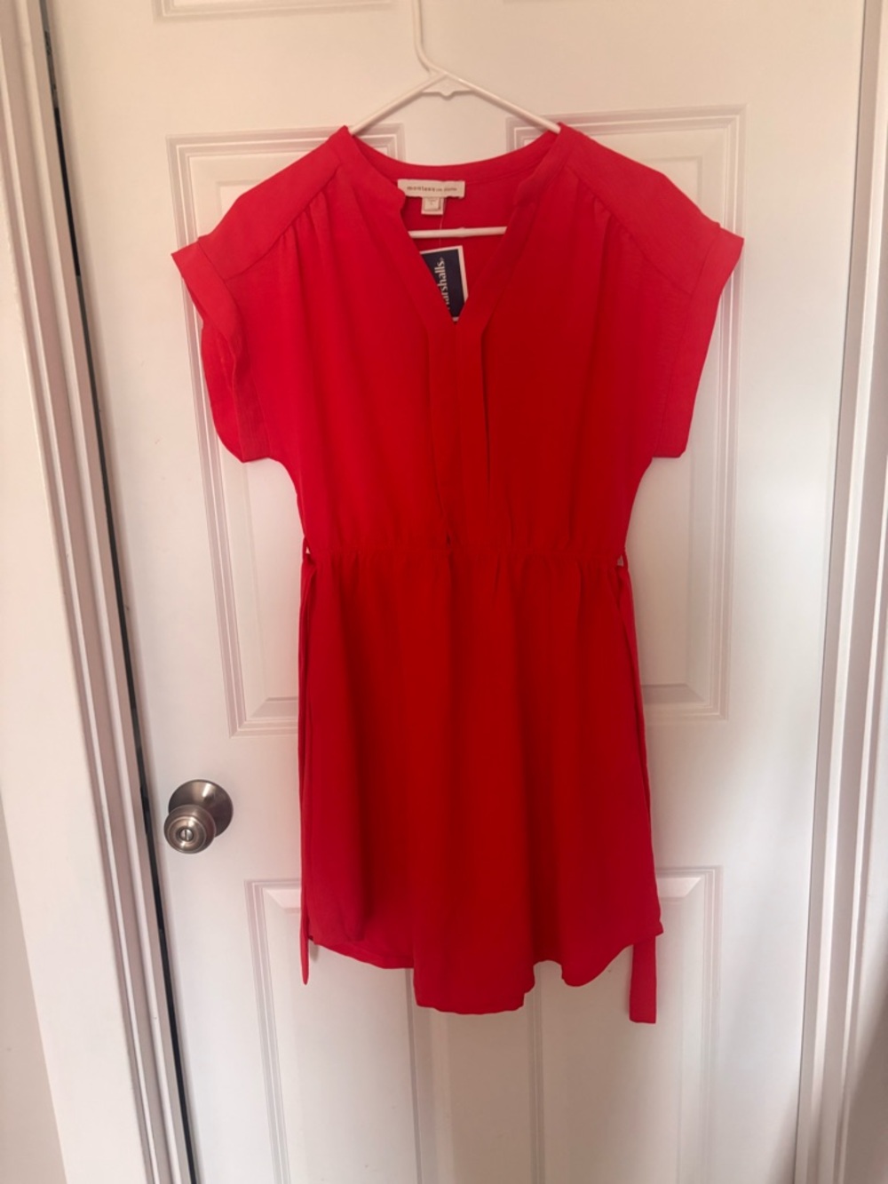 Monteau Coral-Red Short Sleeve Tunic